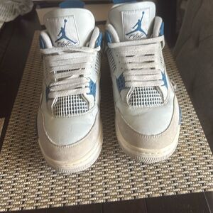 Jordan White and Blue Sneakers with Mesh Panels